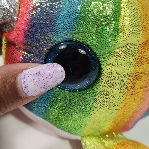 Ty Beanie Boos Nori Narwhal Whale Rainbow Fish Plush Stuffed Animal 2019 - Picture 7 of 7